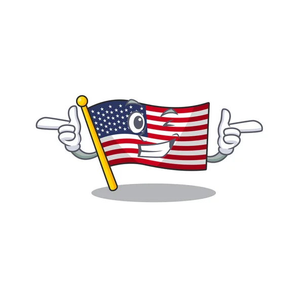 Wink flagga Amerika med maskot form — Stock vektor