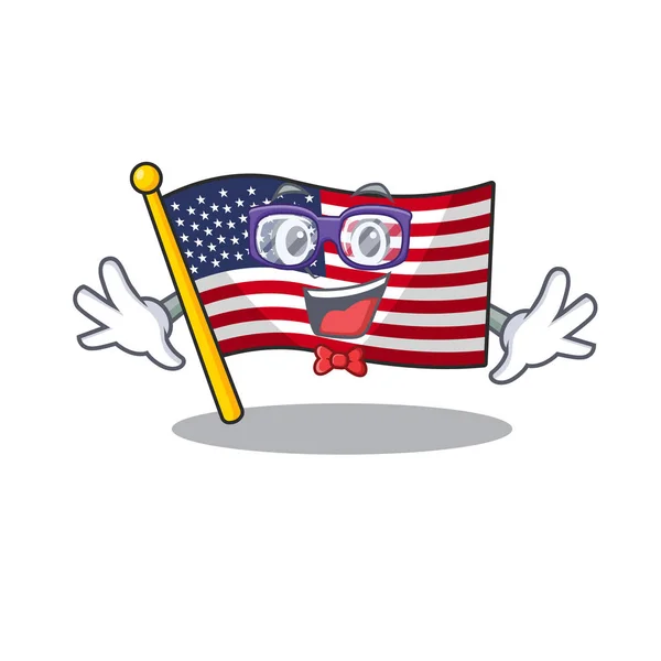 Geek flagga Amerika med maskot form — Stock vektor