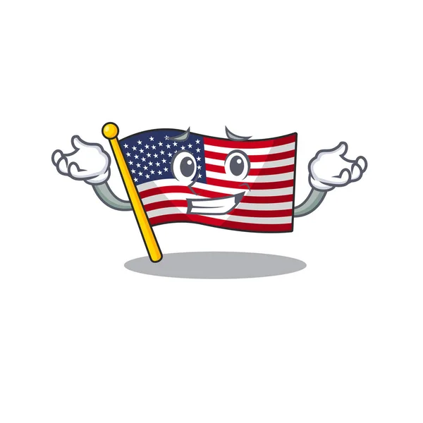 Grinning vlag Amerika met de mascotte vorm — Stockvector
