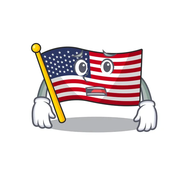 Paura bandiera americana memorizzato in armadietto cartone animato — Vettoriale Stock
