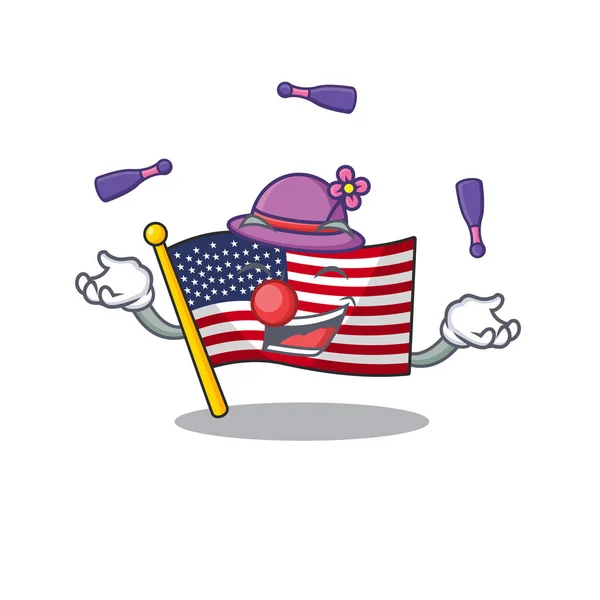 Giocoleria bandiera americana piegato sopra tavoli personaggio — Vettoriale Stock