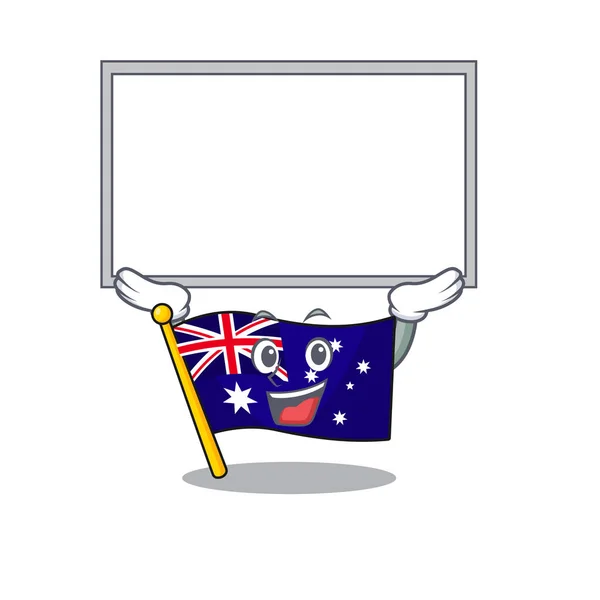 Up board bandeira australiana se apega à parede dos desenhos animados —  Vetores de Stock