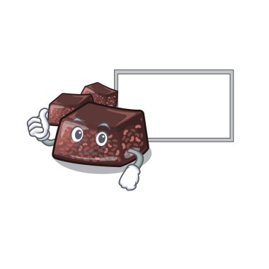 Bir maskot plaka servis kurulu mizuyoukan ile Thumbs up