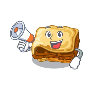 Maskot şeklinde megafon musakka ile