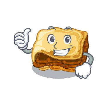 Thumbs up musakka karikatür tavada pişirilir