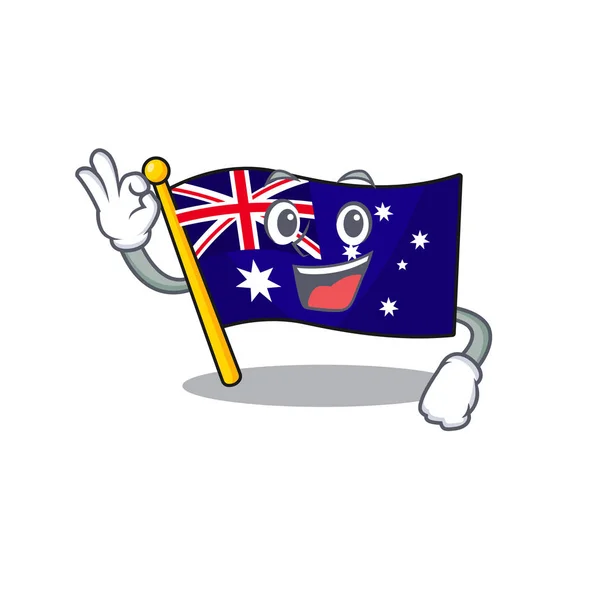 OK australská kreslená vlajka držená ve skříni — Stockový vektor
