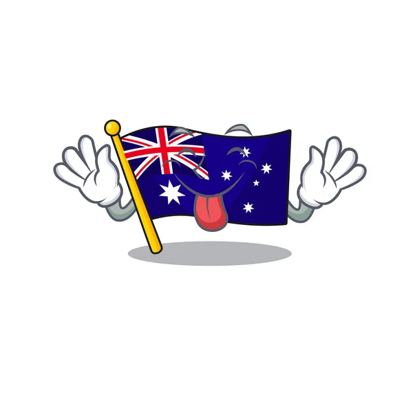 Zunge raus Flagge Australien isoliert im Maskottchen — Stockvektor