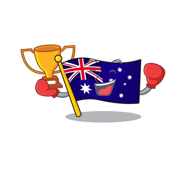 Box-Siegerfahne Australien isoliert im Maskottchen — Stockvektor