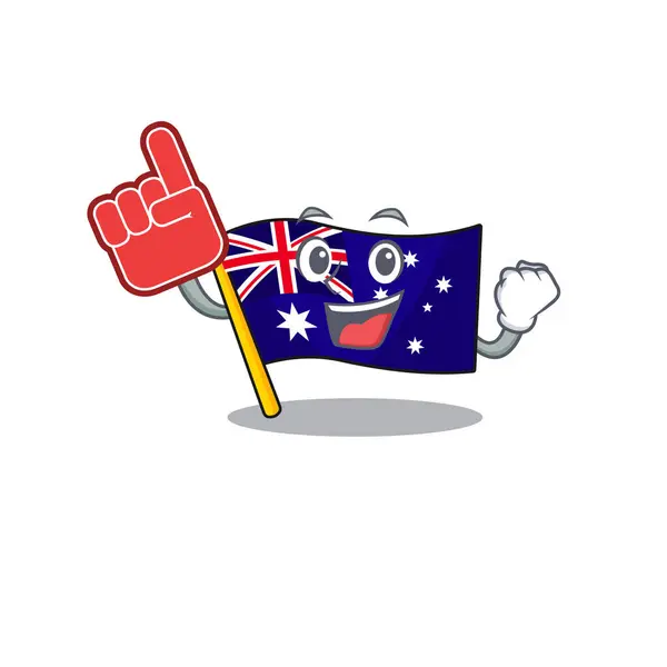 マスコットで孤立した発泡指旗オーストラリア — ストックベクタ
