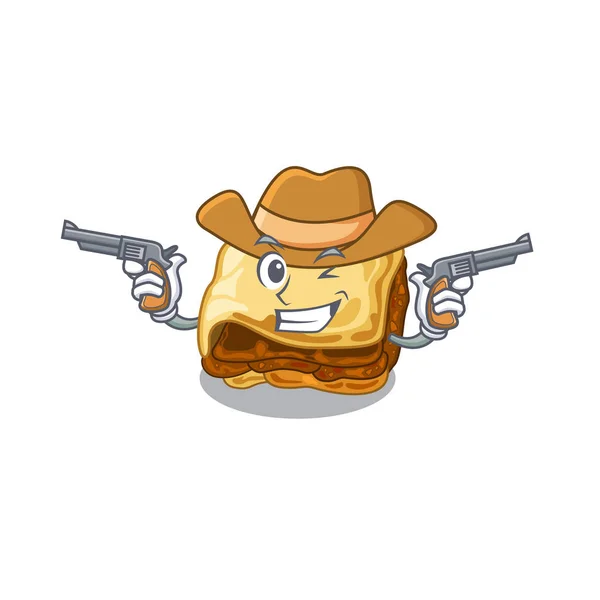 Moussaka vaquero con en la forma de la mascota — Vector de stock