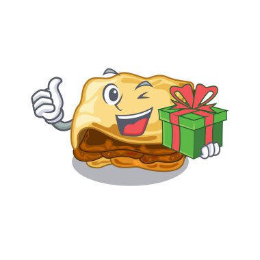 Karikatür ile izole hediye musakka ile