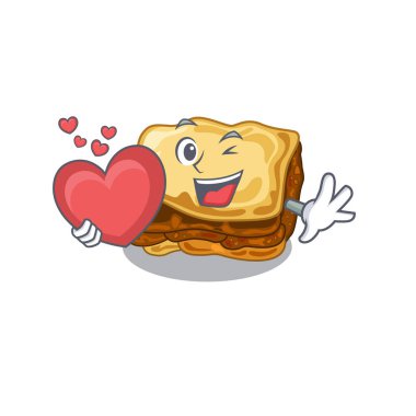 Kalp musakka karikatür ile izole ile