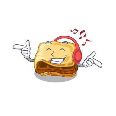 Müzik musakka karikatür ile izole dinleme