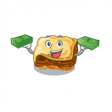 Para çantası musakka karikatür ile izole ile