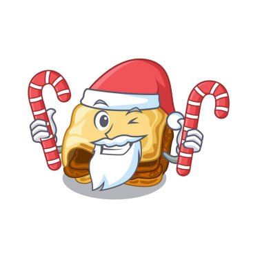 Karakter ahşap masa üzerinde şeker musakka ile Santa