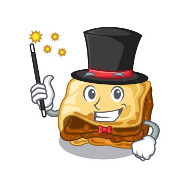 Karakter ahşap masa üzerinde Sihirbaz musakka