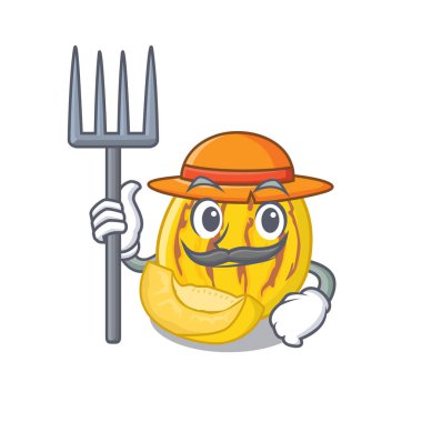 Çiftçi pepino kavun maskot izole