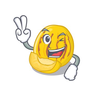 Bir karikatür sepetinde iki parmak pepino kavun