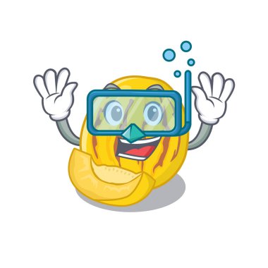 Bir karikatür sepeti dalış pepino kavun