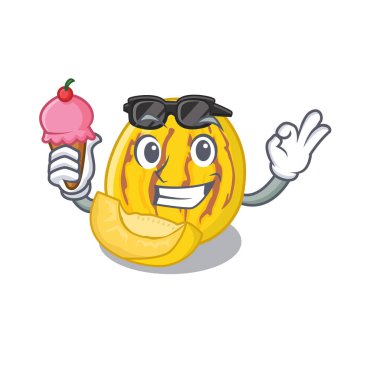 Bir karikatür sepeti içinde dondurma pepino kavun ile