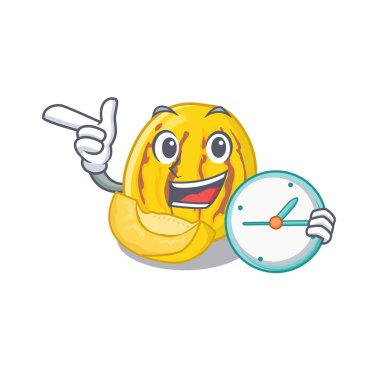 Bir çizgi film sepetinde saat pepino kavun ile