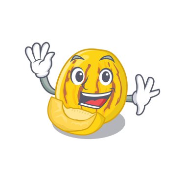 Bir karikatür sepeti pepino kavun sallayarak