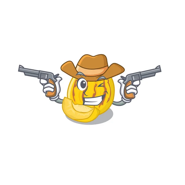 Cowboy Pepino meloen geïsoleerd in de mascotte — Stockvector