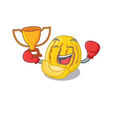 Karikatür gözlük boks kazanan pepino kavun suyu