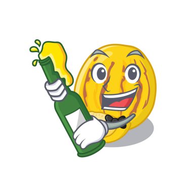 Karikatür gözlük bira pepino kavun suyu ile