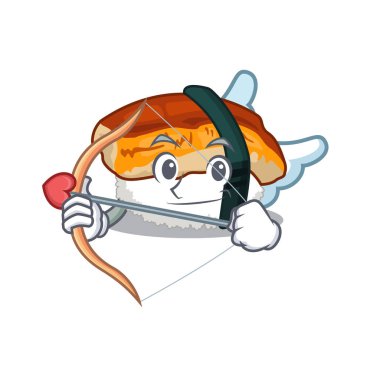 Cupid unagi suşi maskot plaka yukarıda servis
