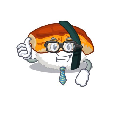 İşadamı suşi unagi karikatür izole