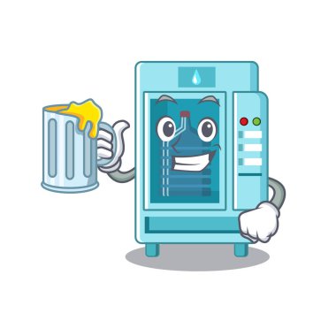 Meyve suyu su otomat karikatür izole ile