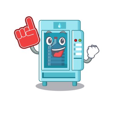 Köpük parmak karikatür su otomat masada