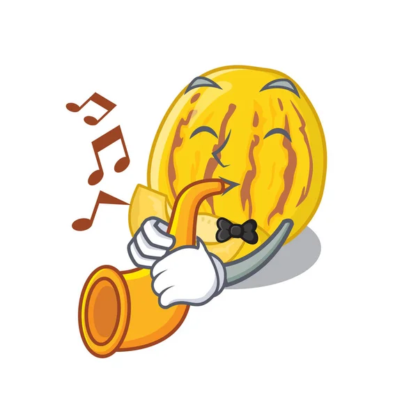 Met trompet Pepino meloen met de karakter vorm — Stockvector