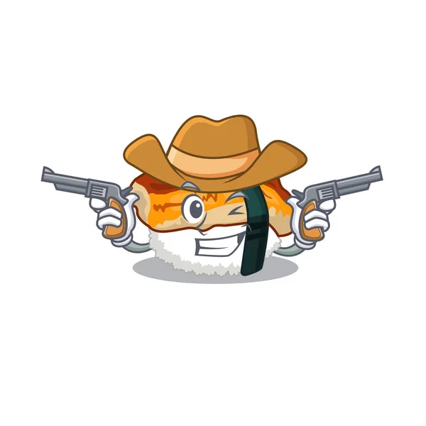 Cowboy Unagi sushi geserveerd boven mascotte plaat — Stockvector