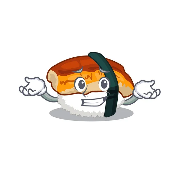 Menaburkan sushi unagi yang terisolasi dalam kartun - Stok Vektor