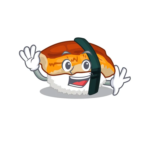 Ondulação sushi unagi isolado no desenho animado — Vetor de Stock