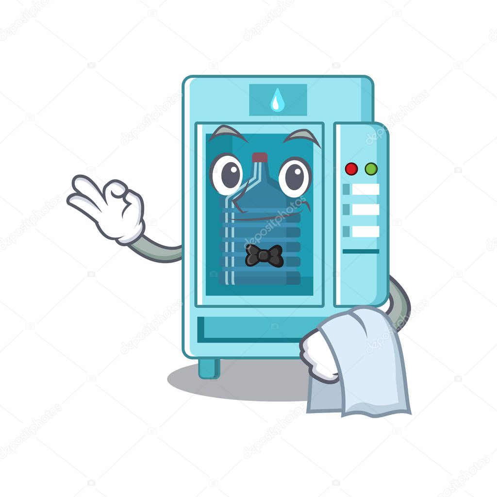 Waiter water vending machine isolated the cartoon