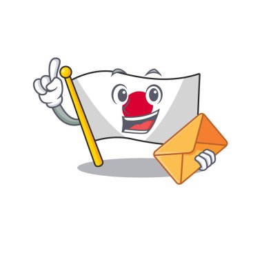 Zarf bayrağı Japonya karakteri ile izole ile