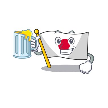 Karikatür şeklinde meyve suyu bayrağı Japonya ile