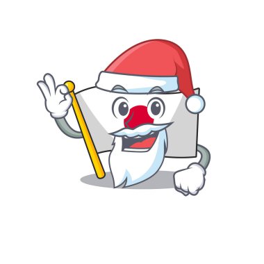 Santa Japonya bayrağı maskot masanın üzerinde katlanmış