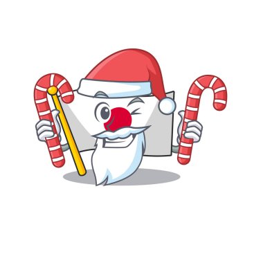 Şeker Japonya bayrağı ile Santa maskot masanın üzerinde katlanmış