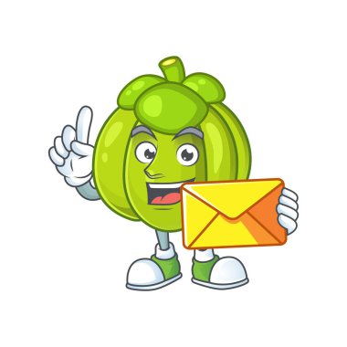 Beyaz arka plan üzerinde izole zarf yeşil kabak ile