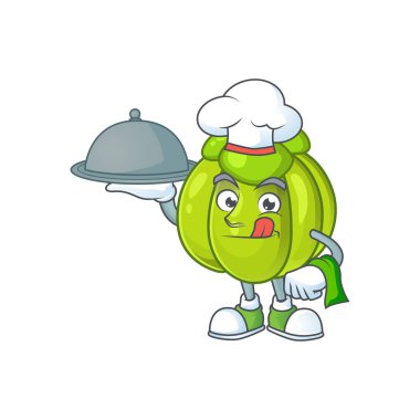 Beyaz bir arka plan üzerinde gıda yeşil kabak olgun ile Şef