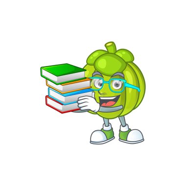 Çizgi film karakteri kitap yeşil balkabağı ile Öğrenci