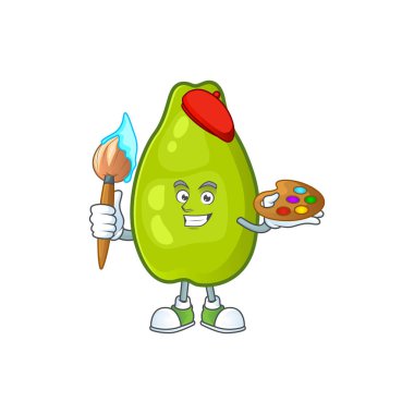 Beyaz bir arka plan üzerinde Ressam sevimli papaya