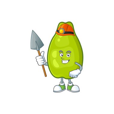 Komik yüz ile Madenci papaya karakter karikatür