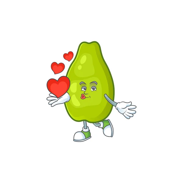 З серцем папайя персонажа мультфільм зі смішним обличчям — стоковий вектор