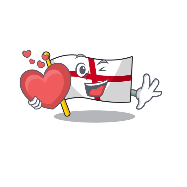 Kalp İngiltere bayrağı karikatür tablo nun üzerinde katlanmış ile — Stok Vektör