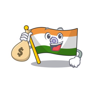 Para çantası hint bayrağı karikatür çekmecesinde tutulan ile